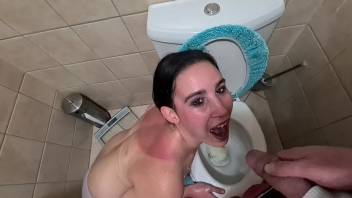 Piss loves getting her face and mouth covered in piss, toilet licking